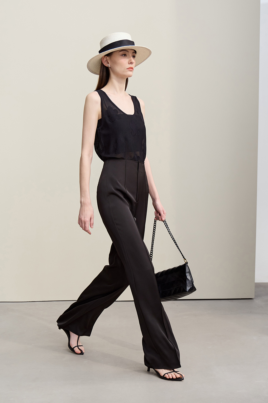 Satin Straight-Leg Casual Pants