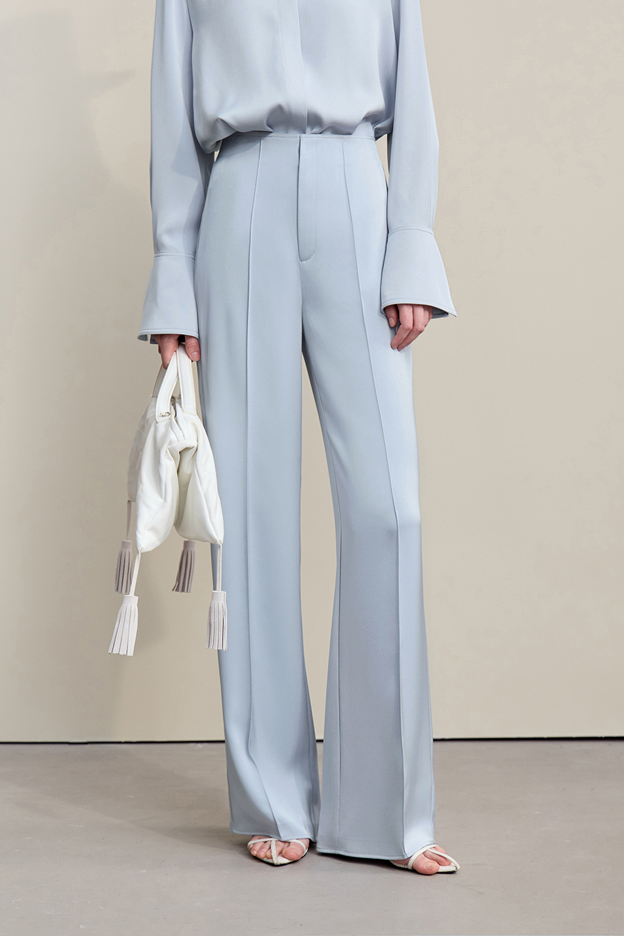 Satin Straight-Leg Casual Pants