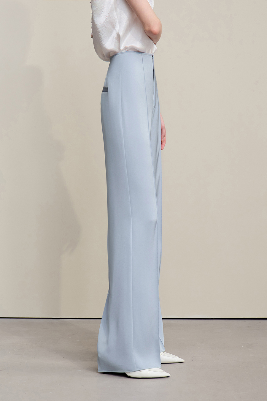 Satin Straight-Leg Casual Pants