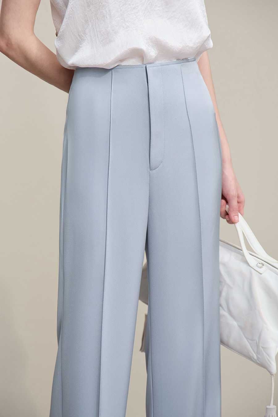 Satin Straight-Leg Casual Pants