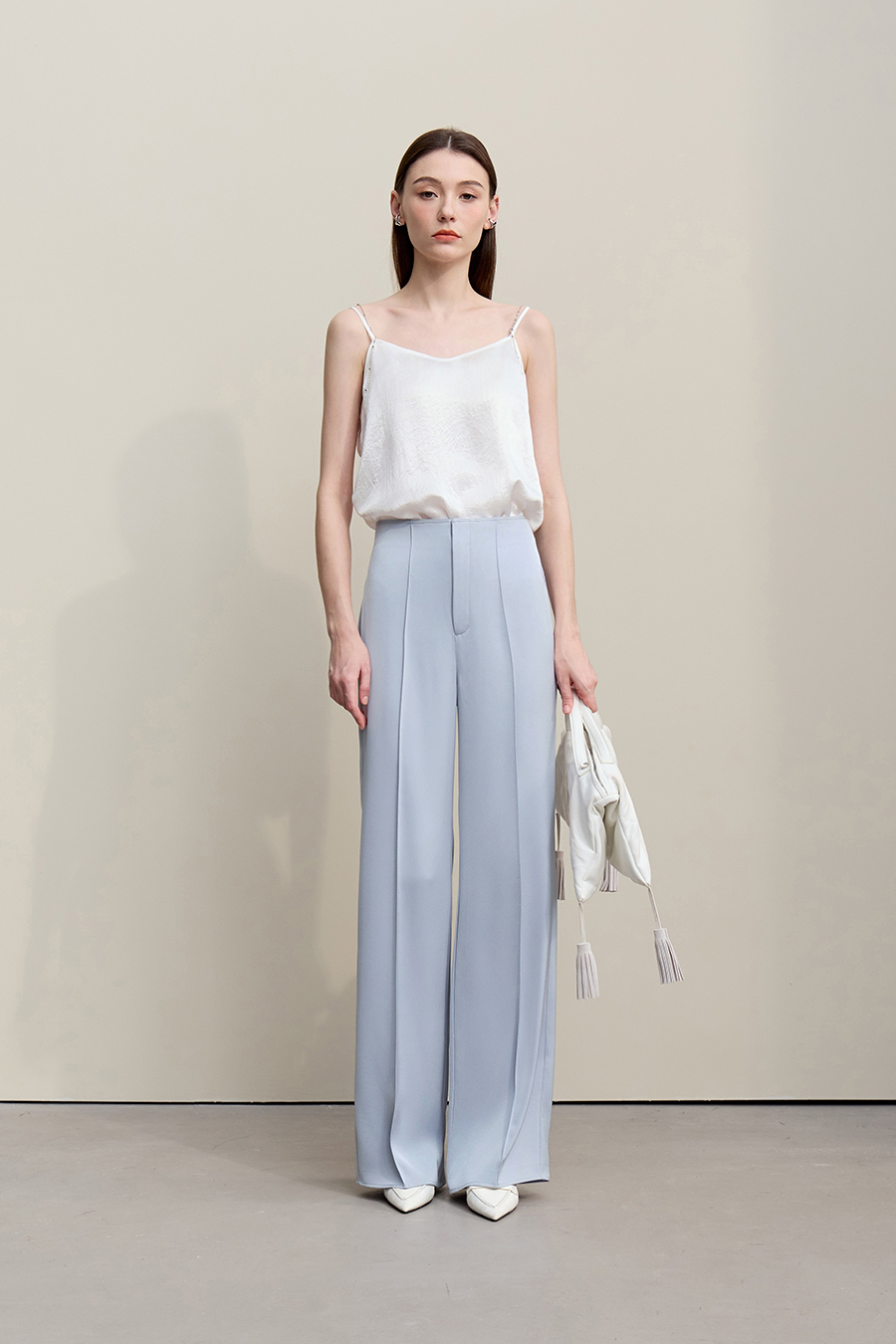 Satin Straight-Leg Casual Pants