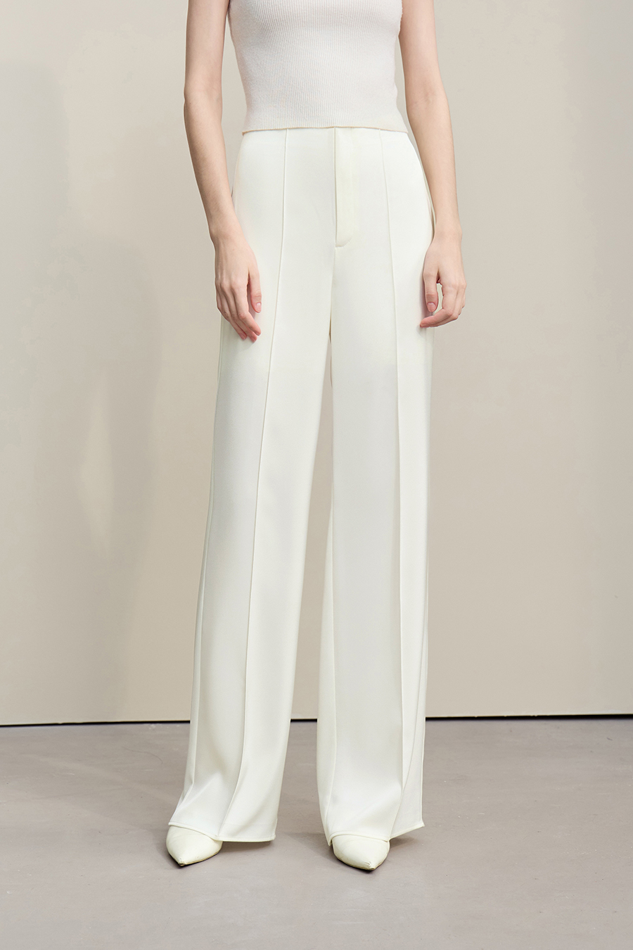 Satin Straight-Leg Casual Pants