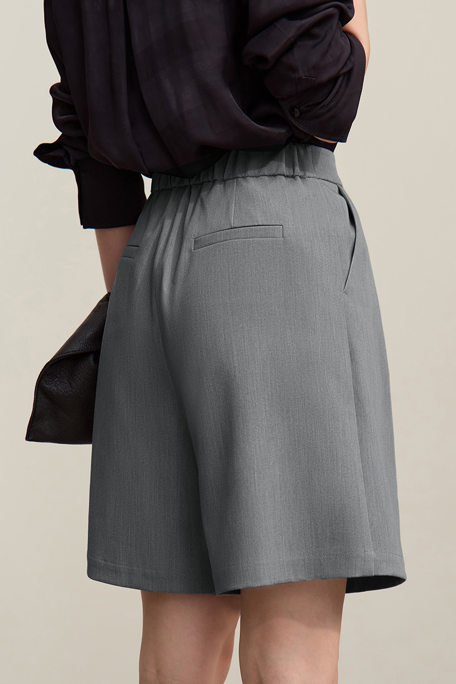 Gathered wide-leg casual shorts|AMII
