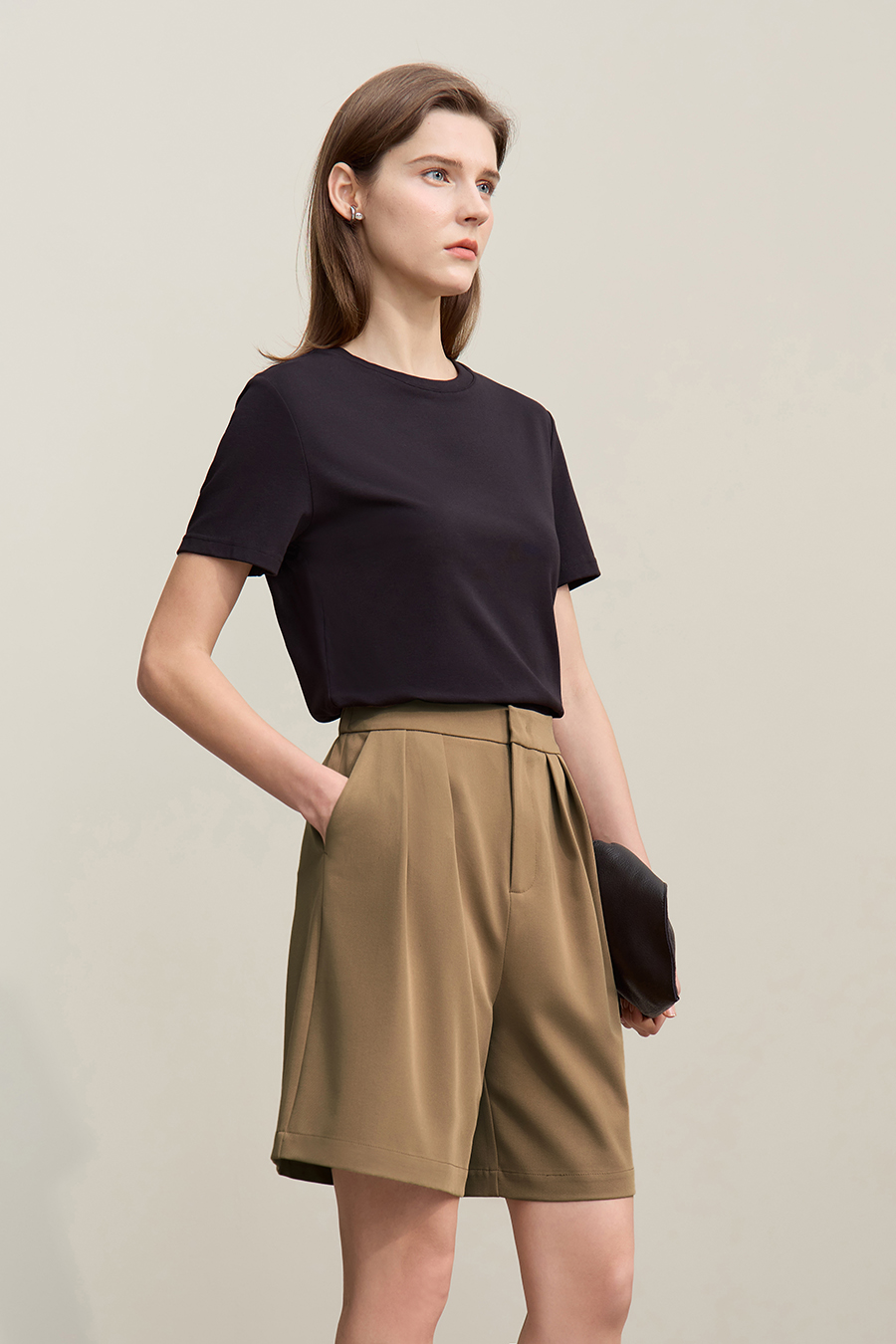 Gathered wide-leg casual shorts|AMII
