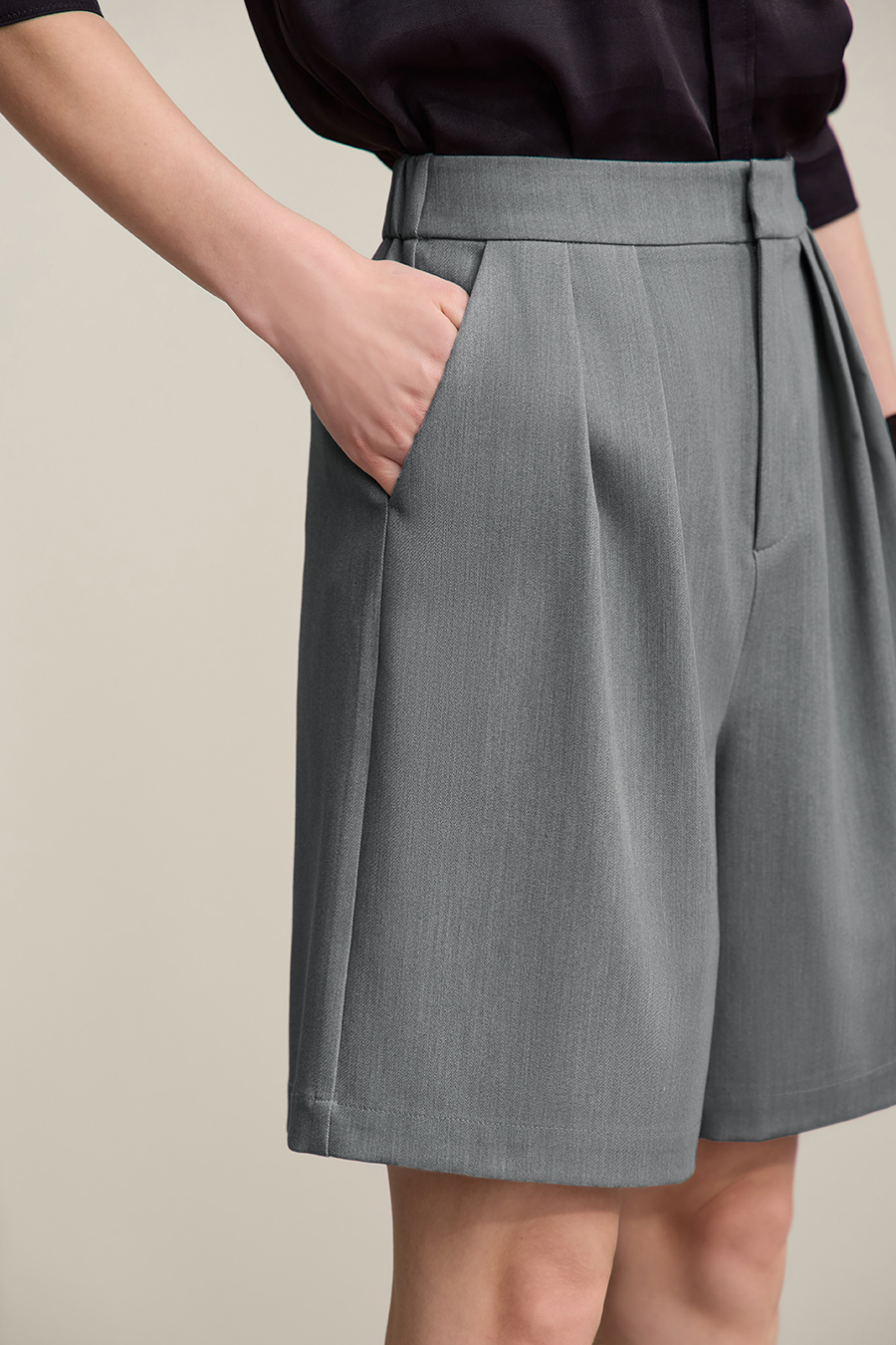 Gathered wide-leg casual shorts|AMII