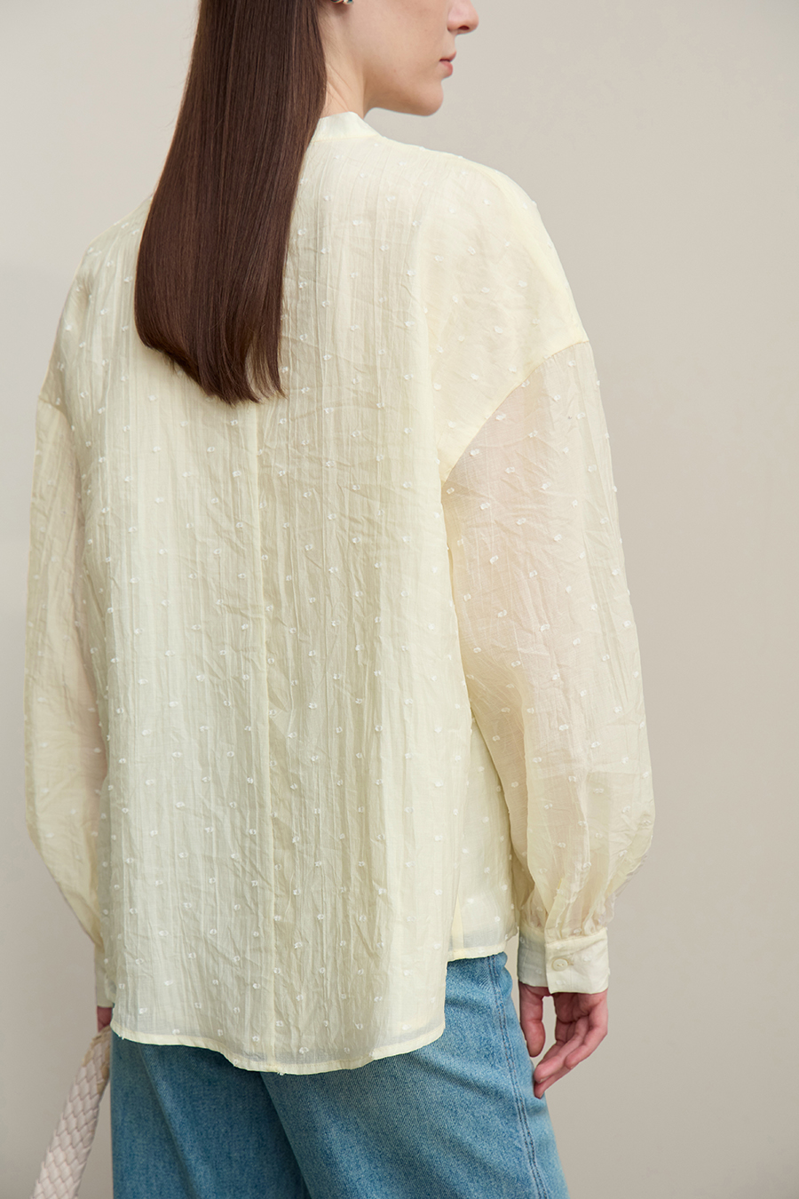 Tie Neck Jacquard Chiffon Top