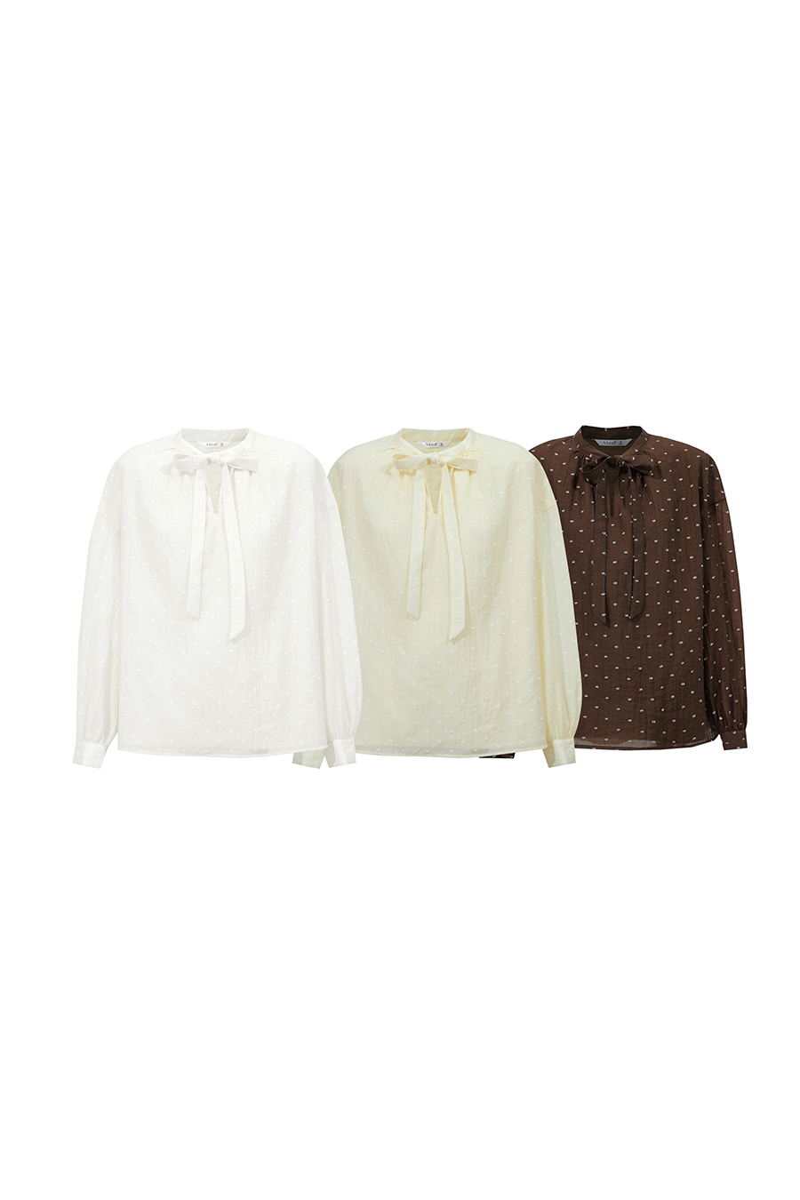 Tie Neck Jacquard Chiffon Top