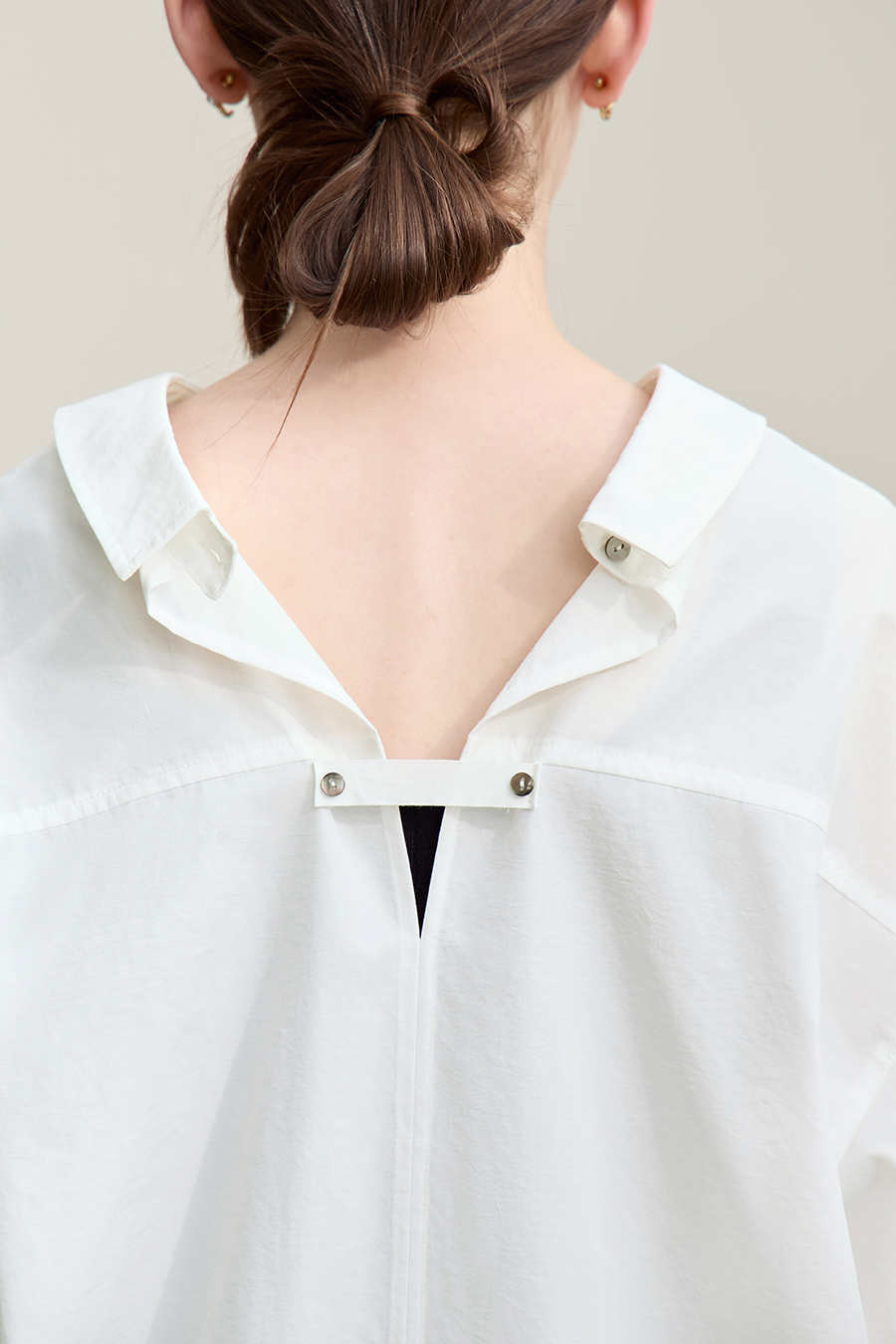Back Neck Slit Drop Shoulder Shirt