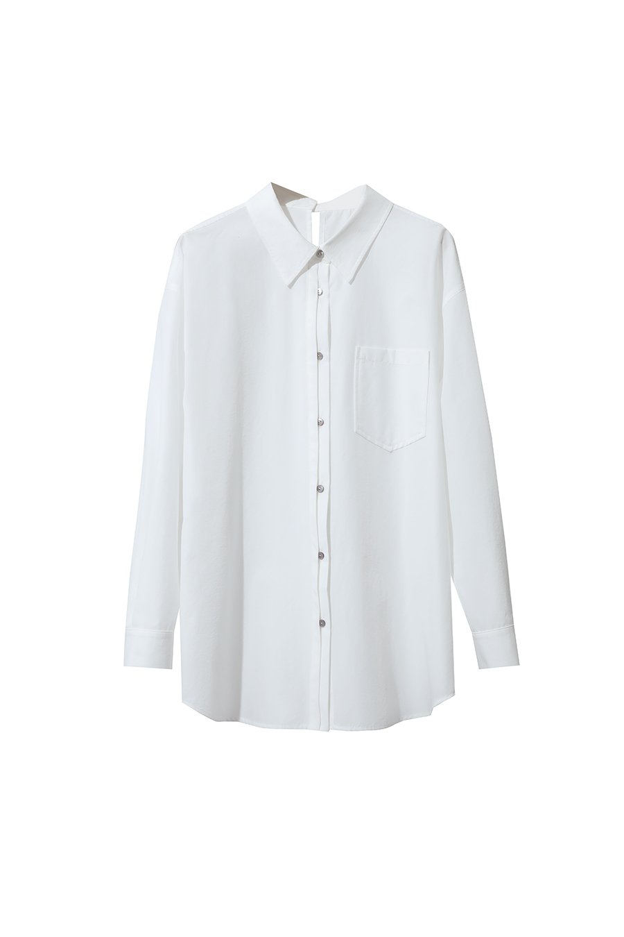 Back Neck Slit Drop Shoulder Shirt