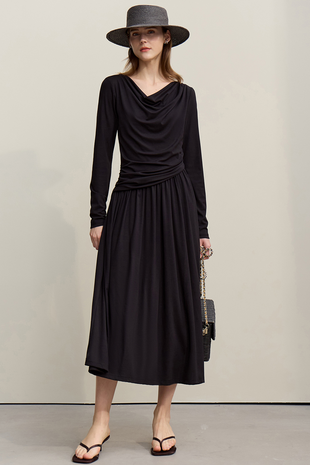 Swing Collar Waist Dress