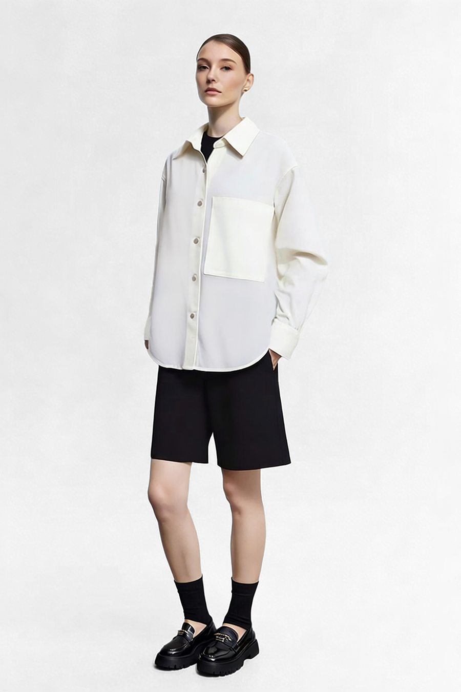 Lapel all-cotton denim jacket|AMII