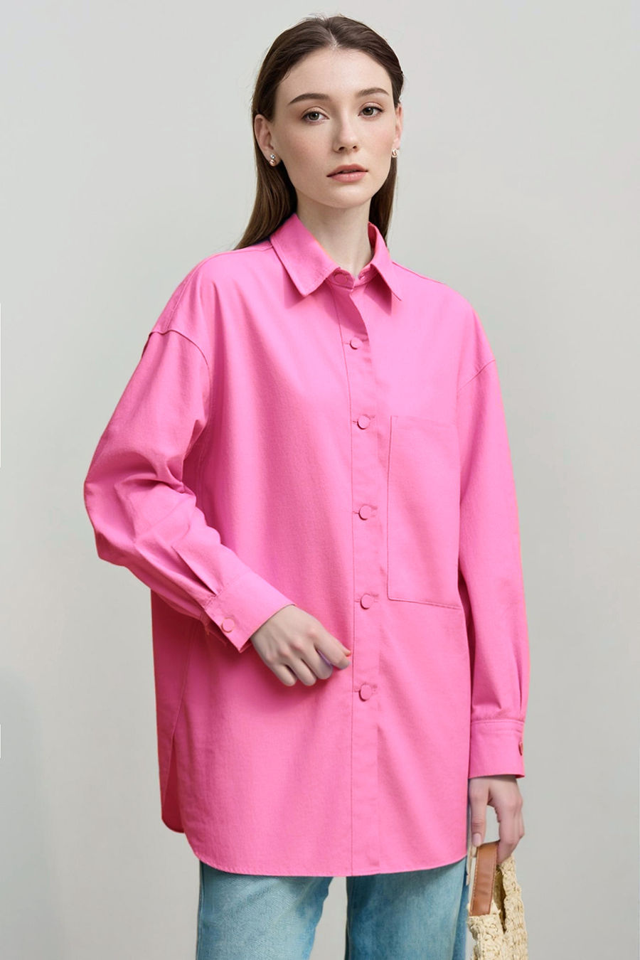 Lapel all-cotton denim jacket|AMII