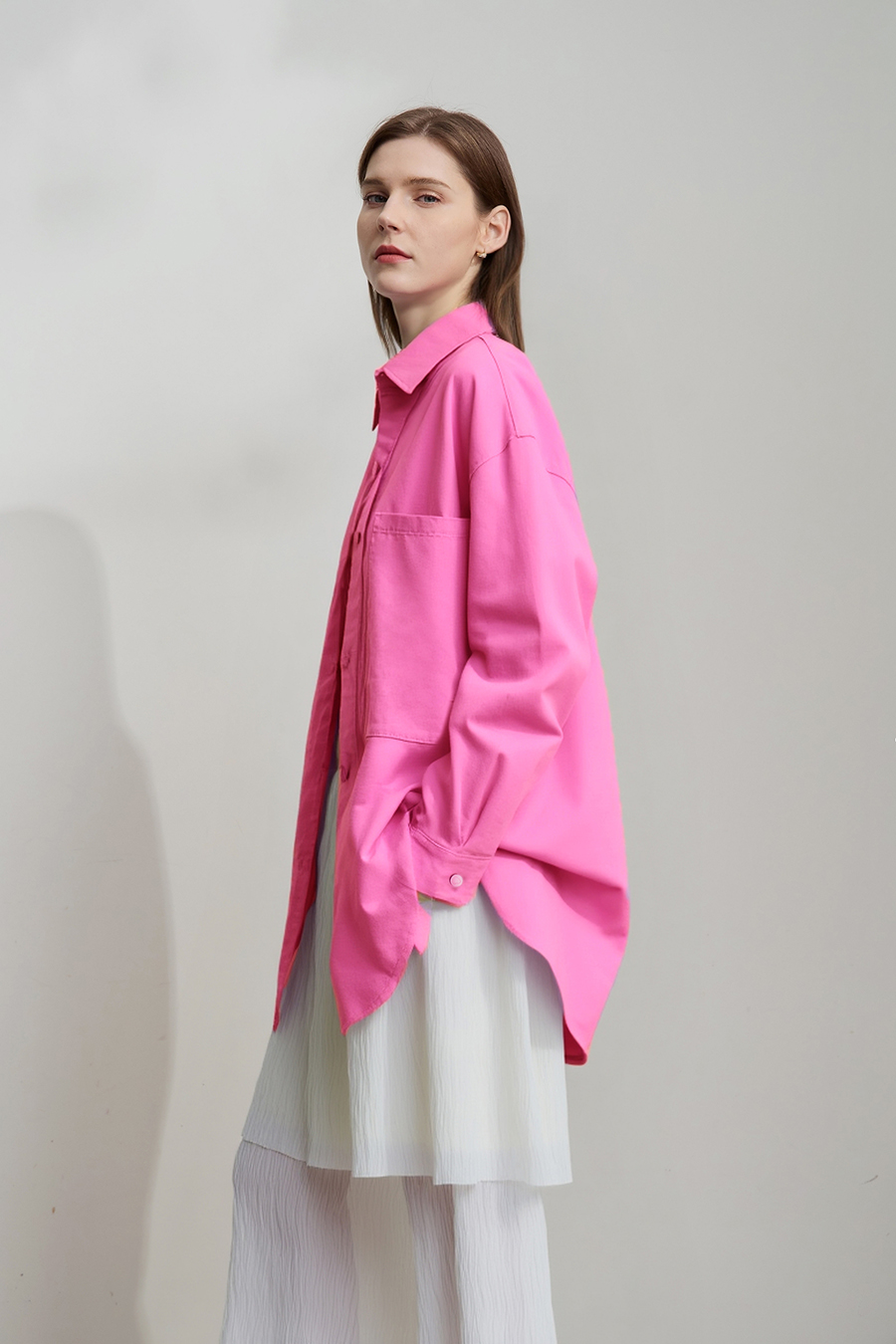 Lapel all-cotton denim jacket|AMII