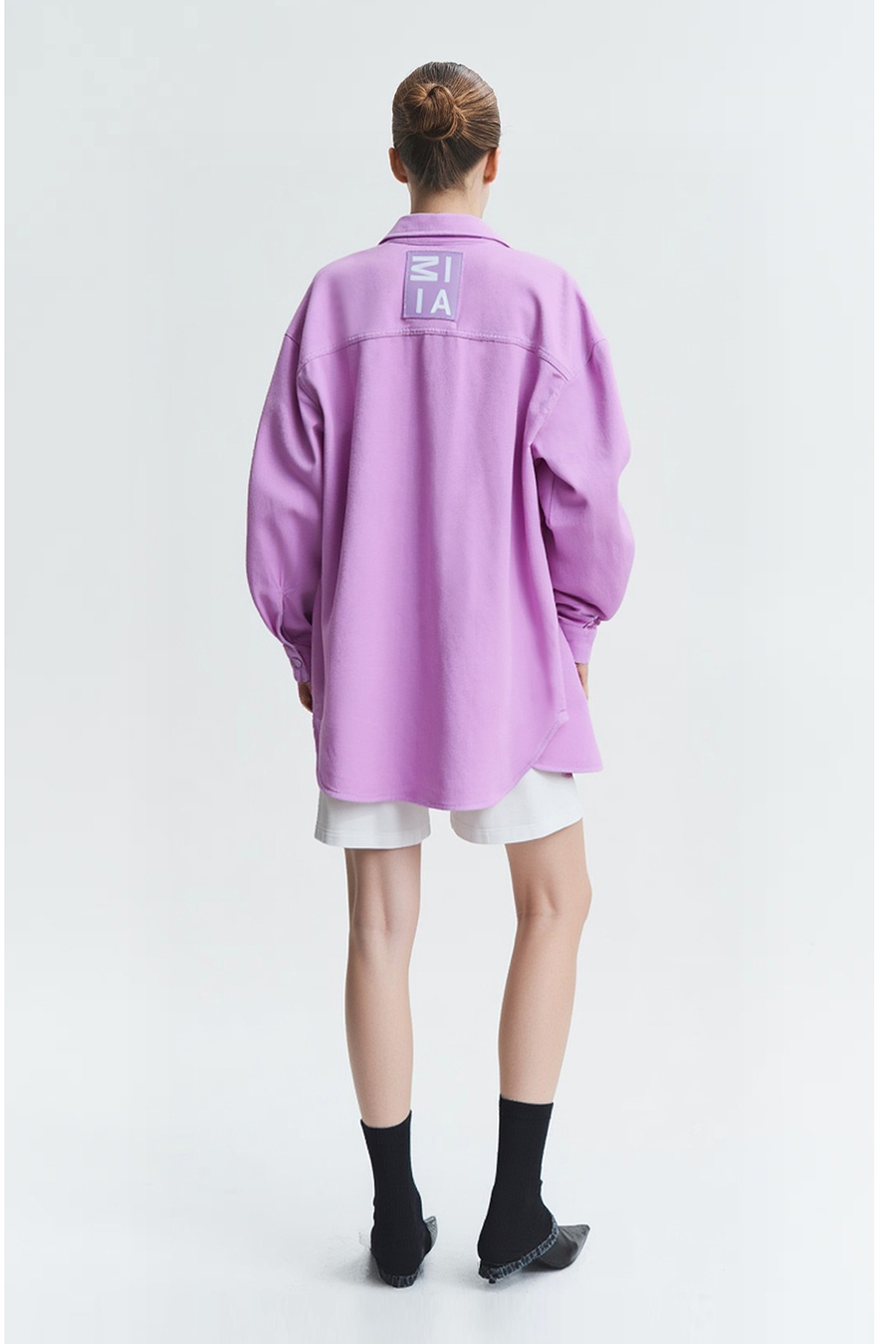 Lapel all-cotton denim jacket|AMII