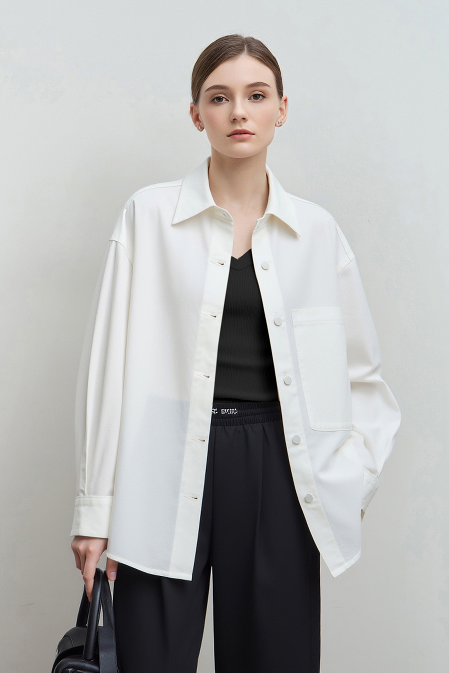 Lapel all-cotton denim jacket|AMII