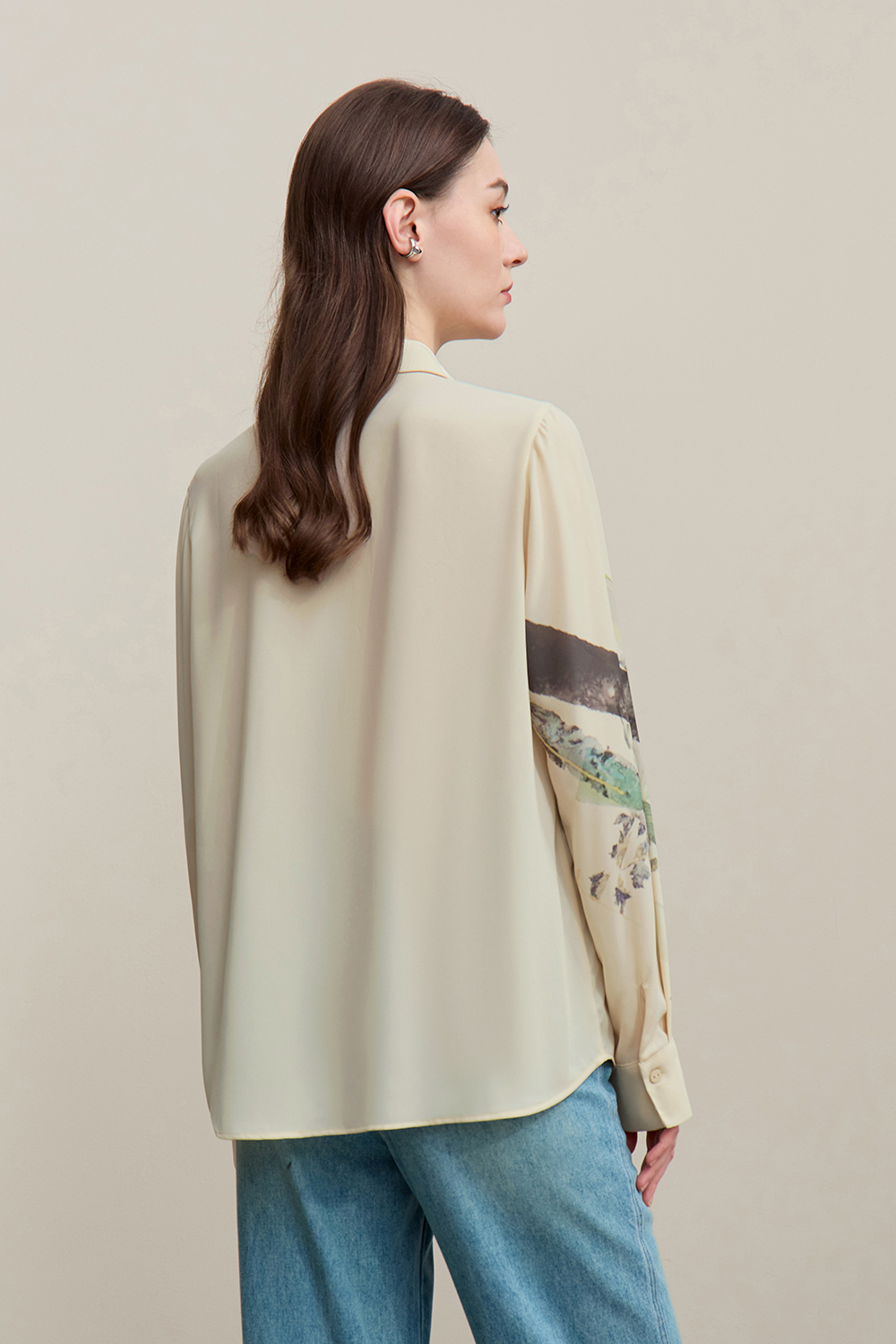 Lapel Print Chiffon Shirt