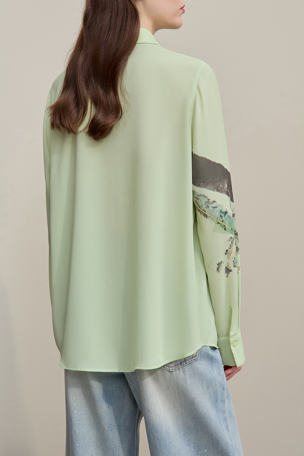 Lapel Print Chiffon Shirt