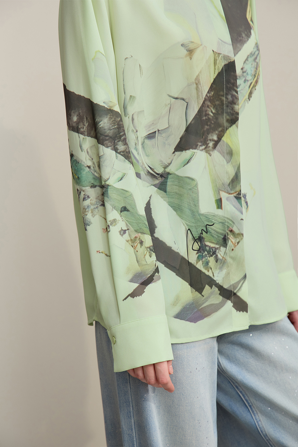 Lapel Print Chiffon Shirt