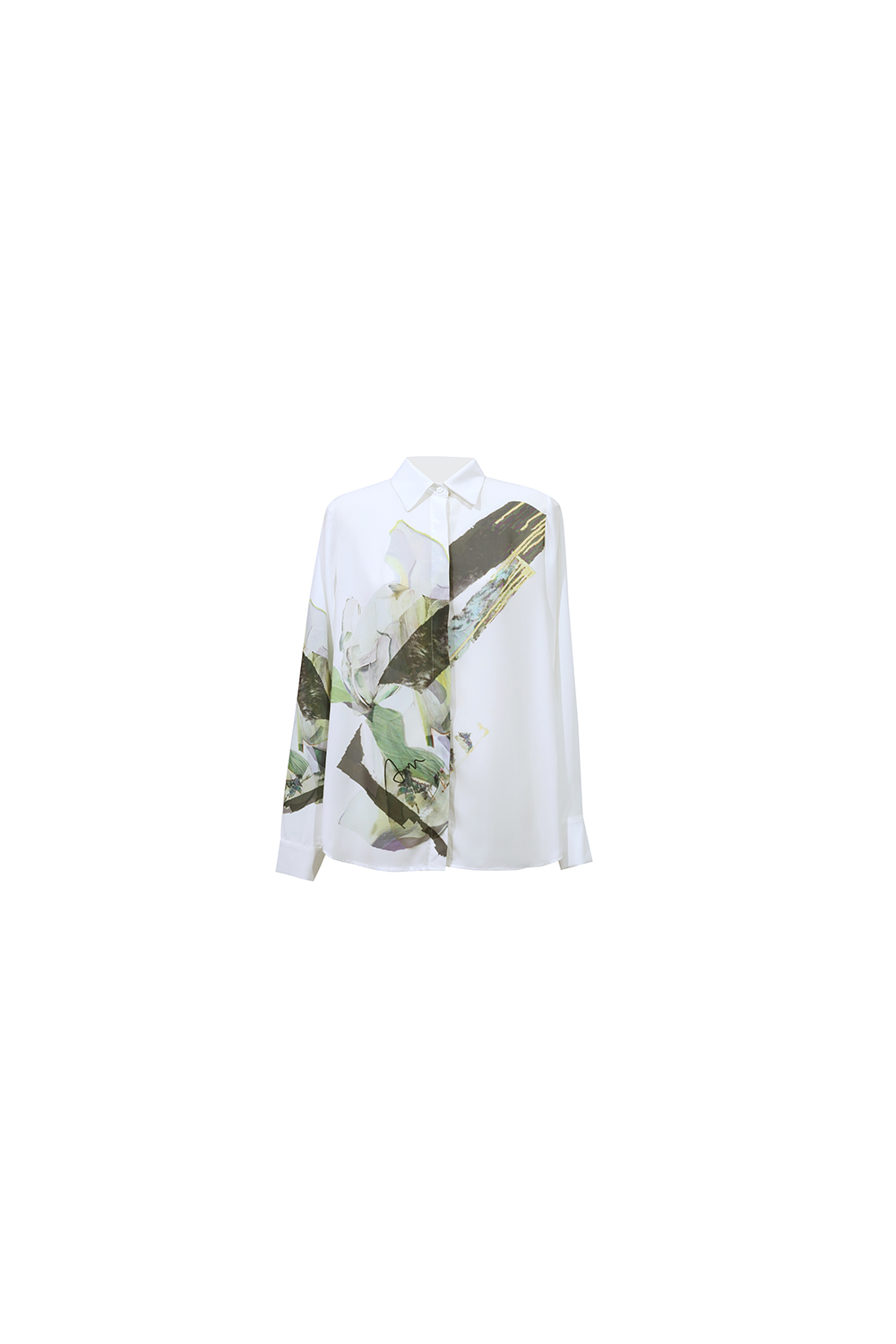 Lapel Print Chiffon Shirt