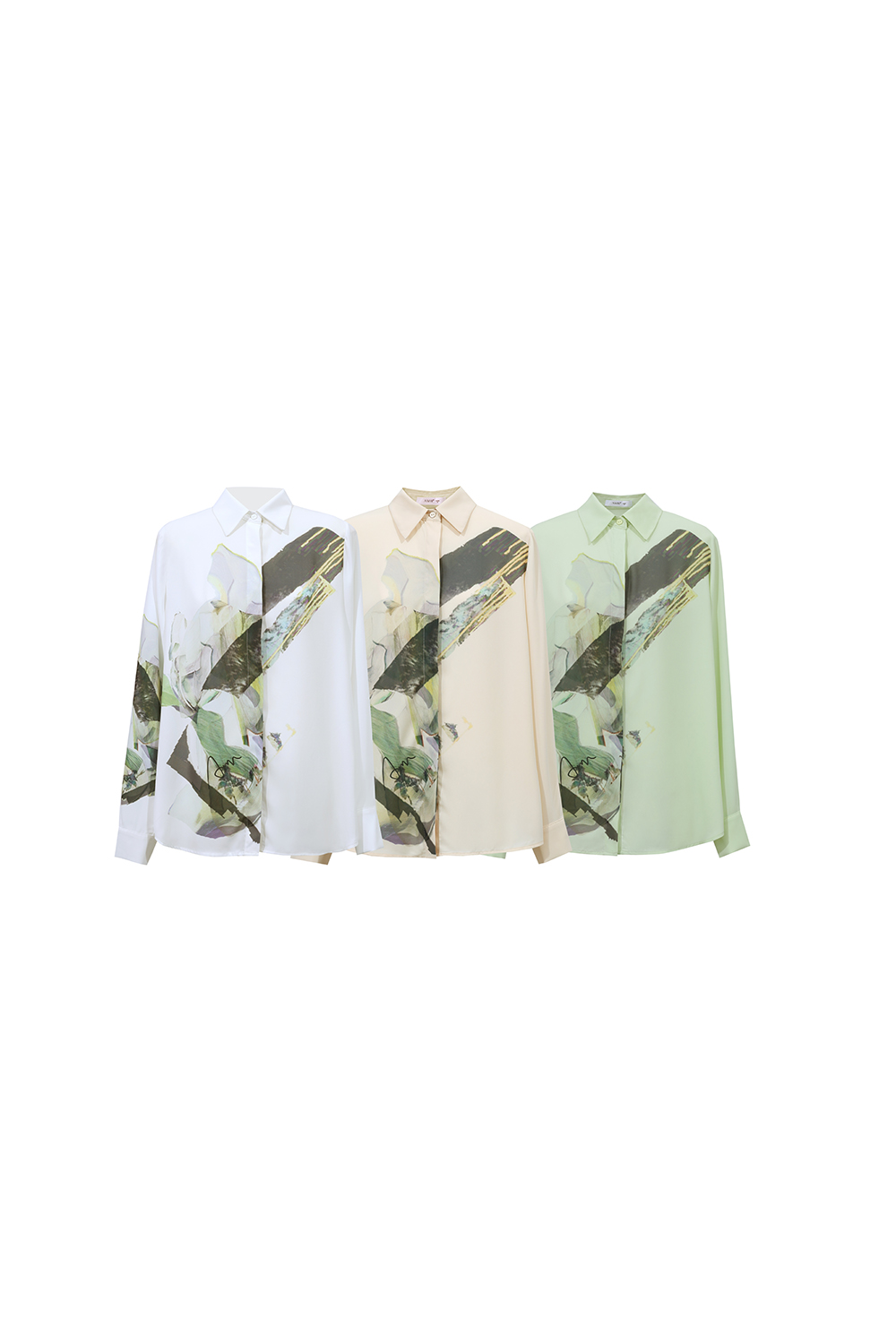Lapel Print Chiffon Shirt