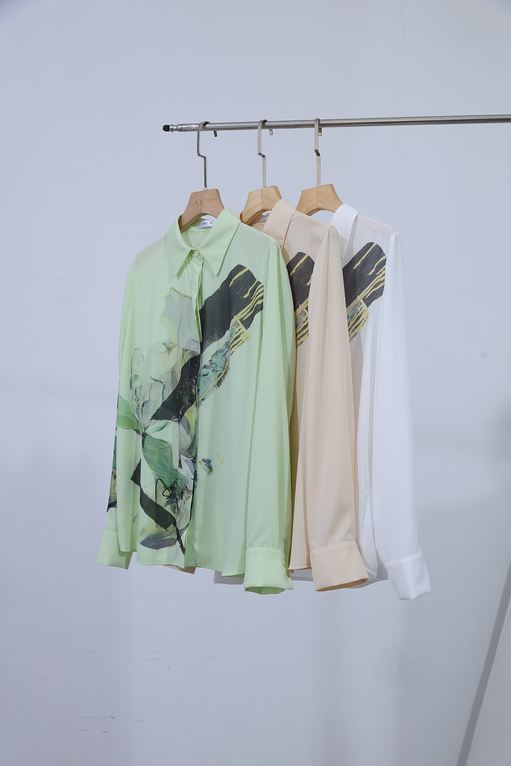 Lapel Print Chiffon Shirt