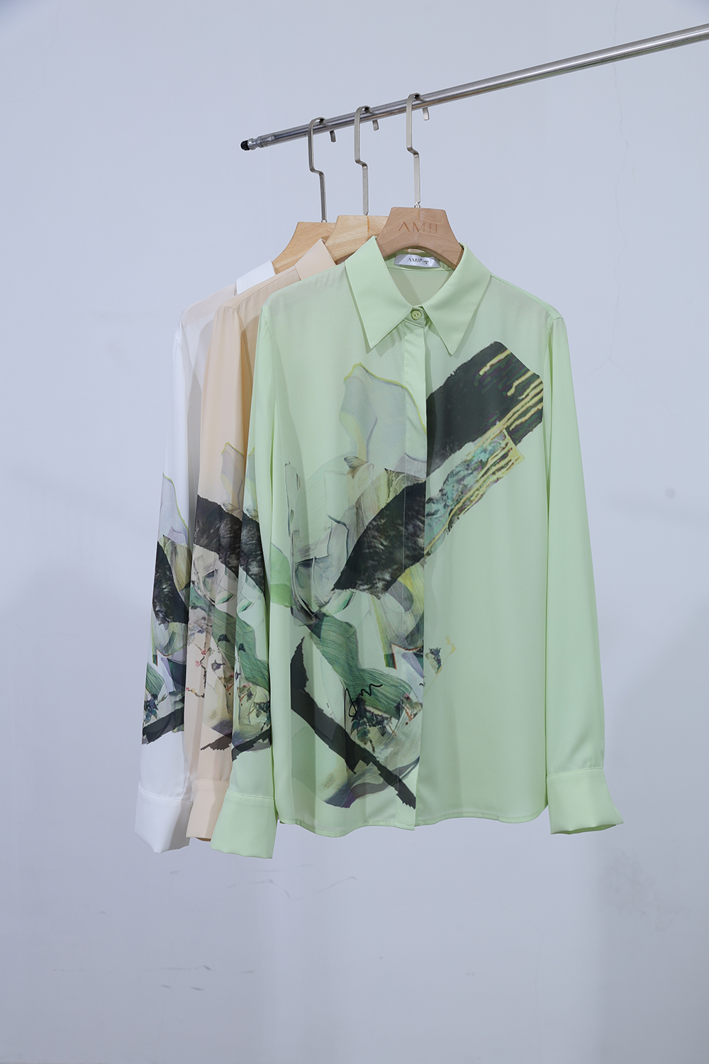 Lapel Print Chiffon Shirt