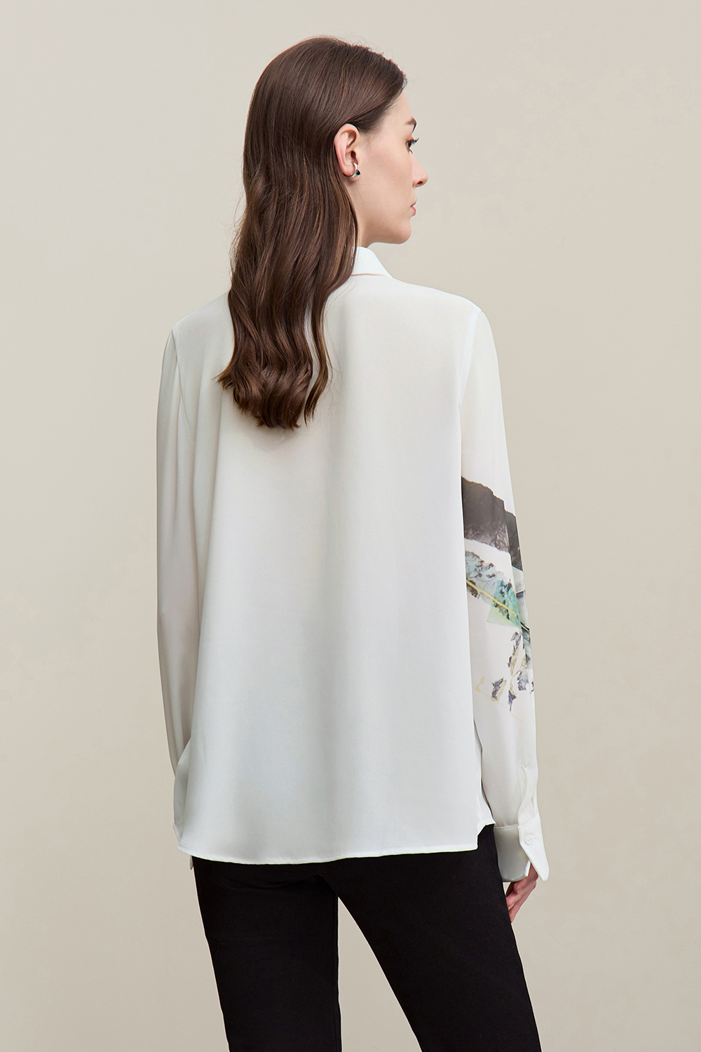 Lapel Print Chiffon Shirt