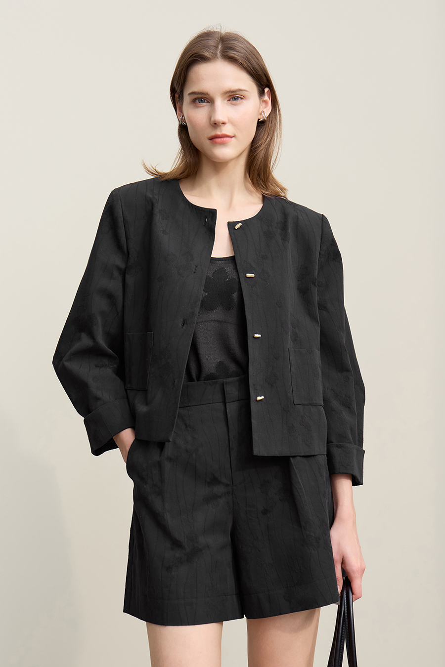 Lyocell Cotton Cropped Jacket