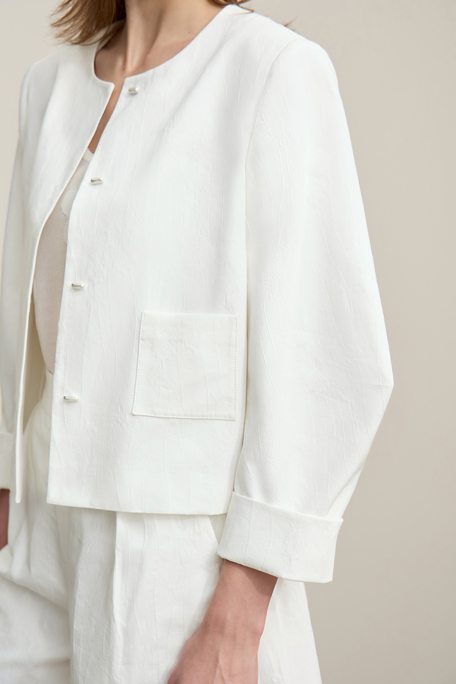 Lyocell Cotton Cropped Jacket