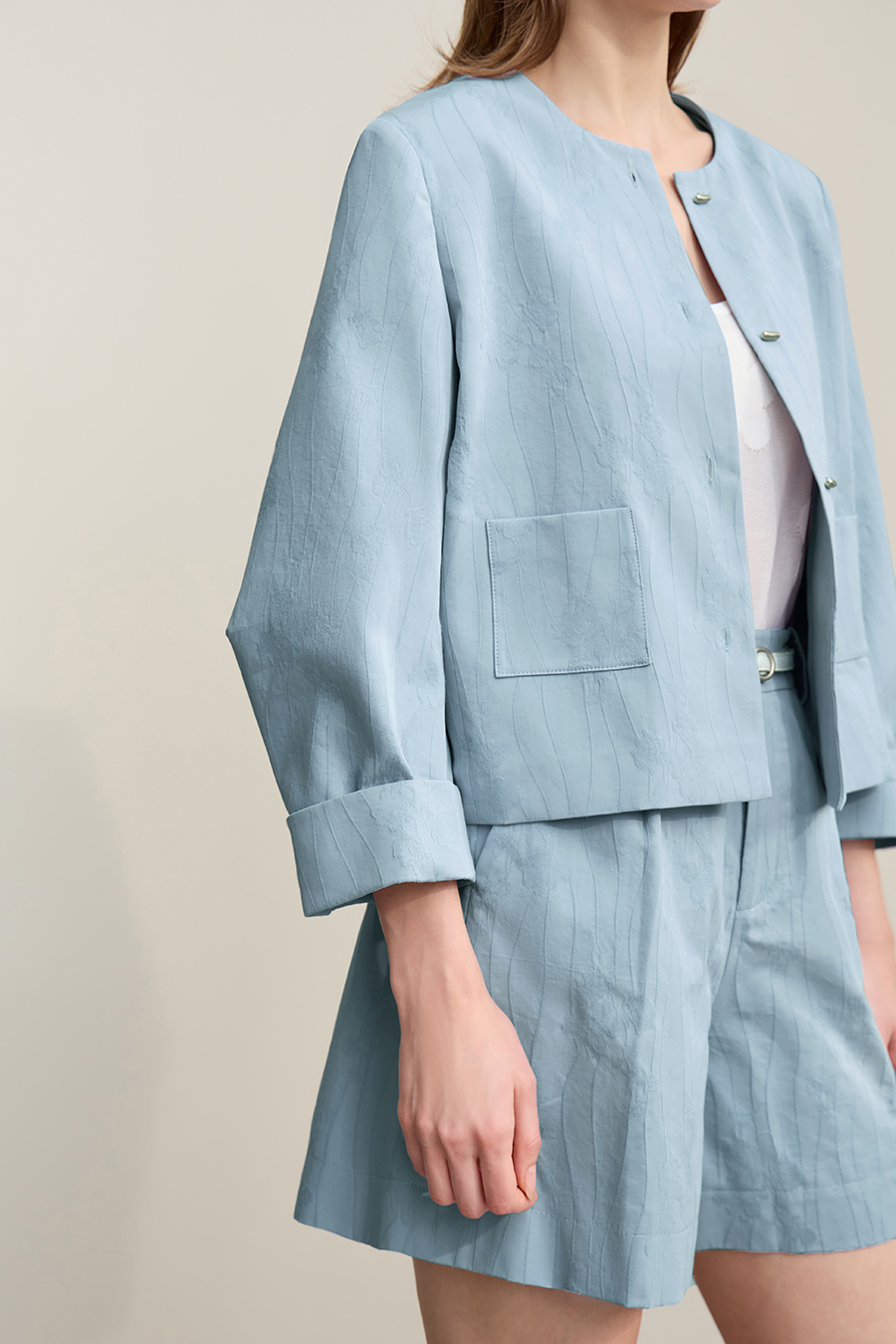 Lyocell Cotton Cropped Jacket