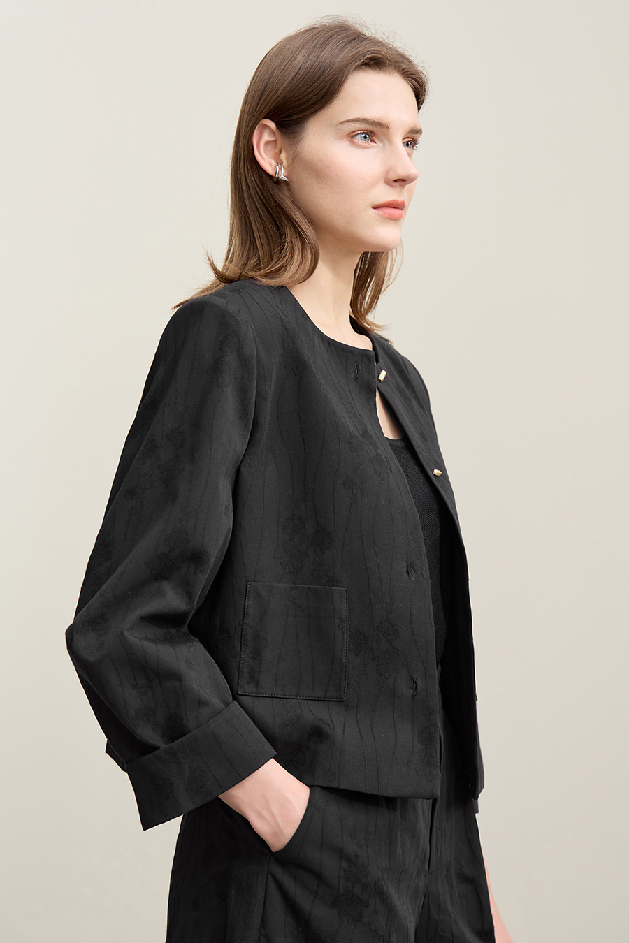 Lyocell Cotton Cropped Jacket