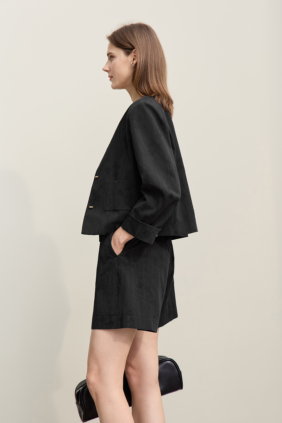 Lyocell Cotton Cropped Jacket