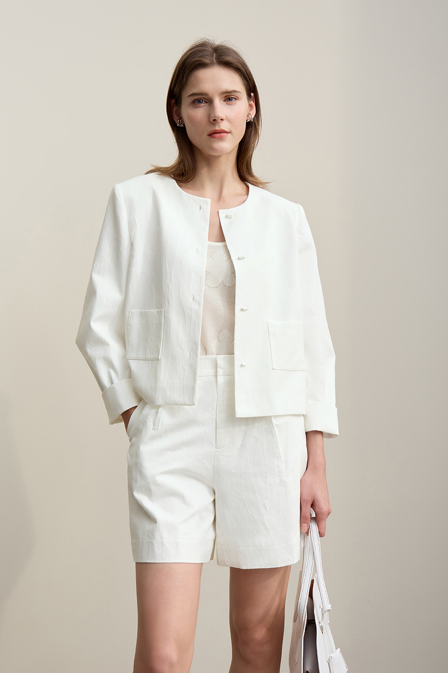 Lyocell Cotton Cropped Jacket