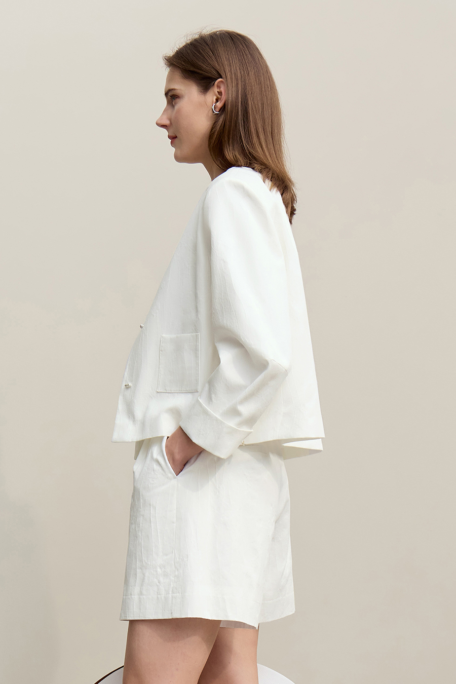 Lyocell Cotton Cropped Jacket