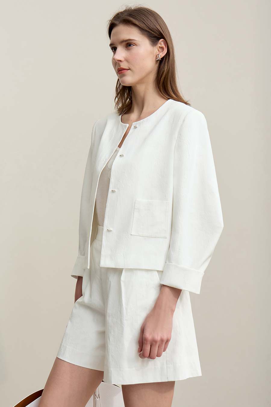 Lyocell Cotton Cropped Jacket