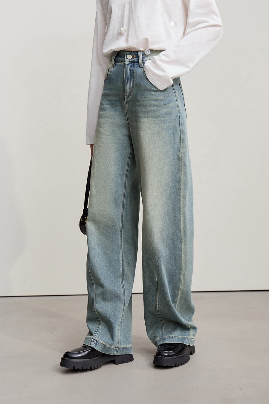 Vintage cotton denim long pants|AMII