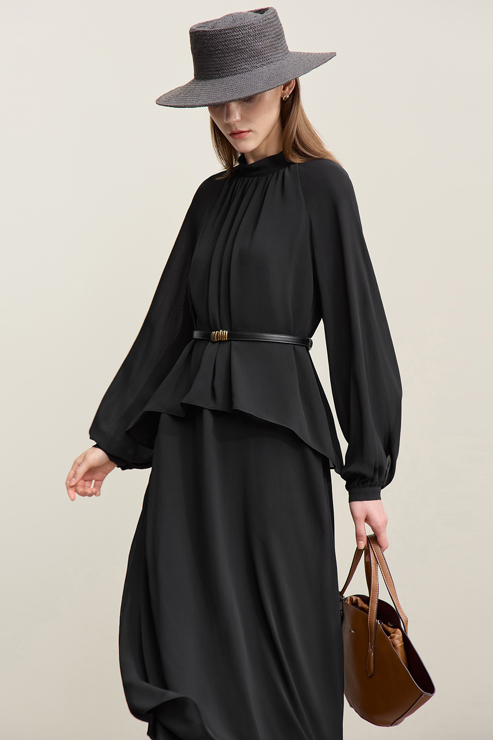 Chiffon Dress with Shunyu Crepe