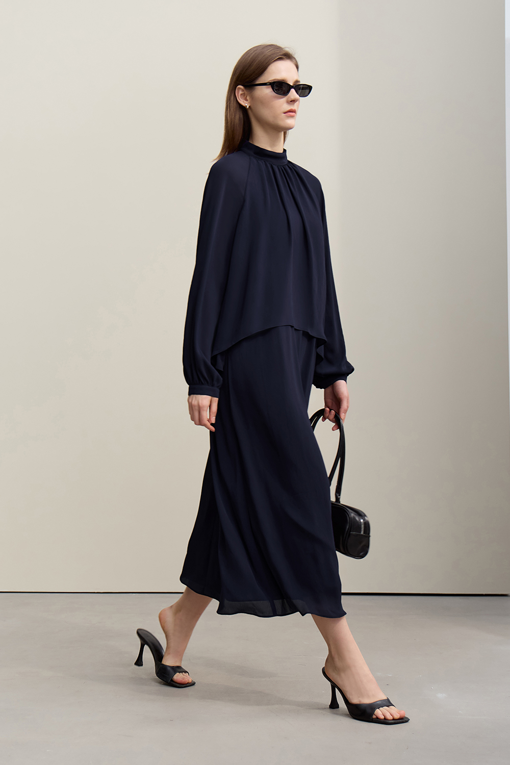 Chiffon Dress with Shunyu Crepe