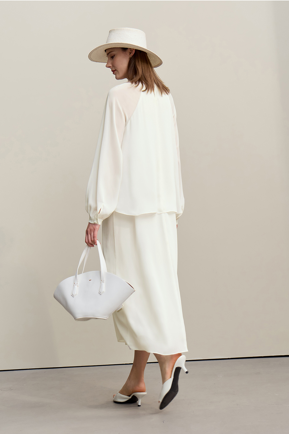 Chiffon Dress with Shunyu Crepe
