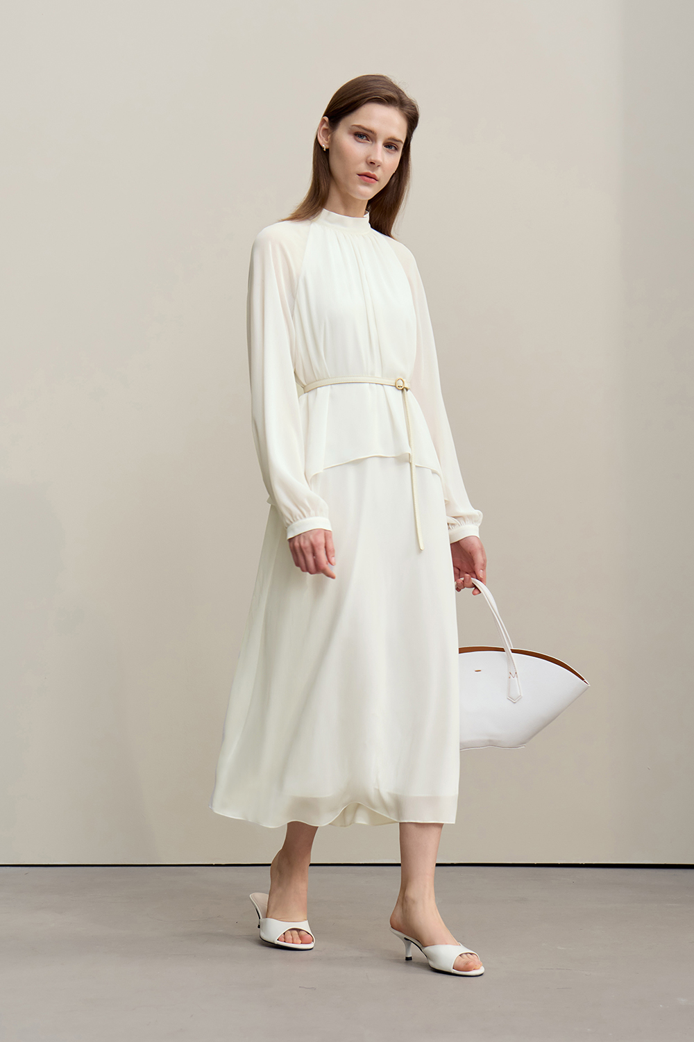Chiffon Dress with Shunyu Crepe