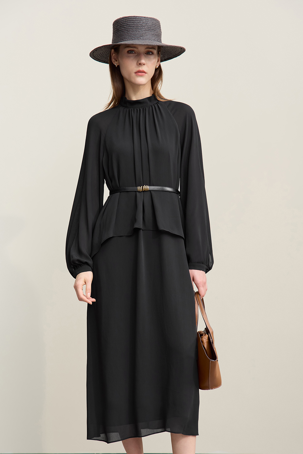 Chiffon Dress with Shunyu Crepe