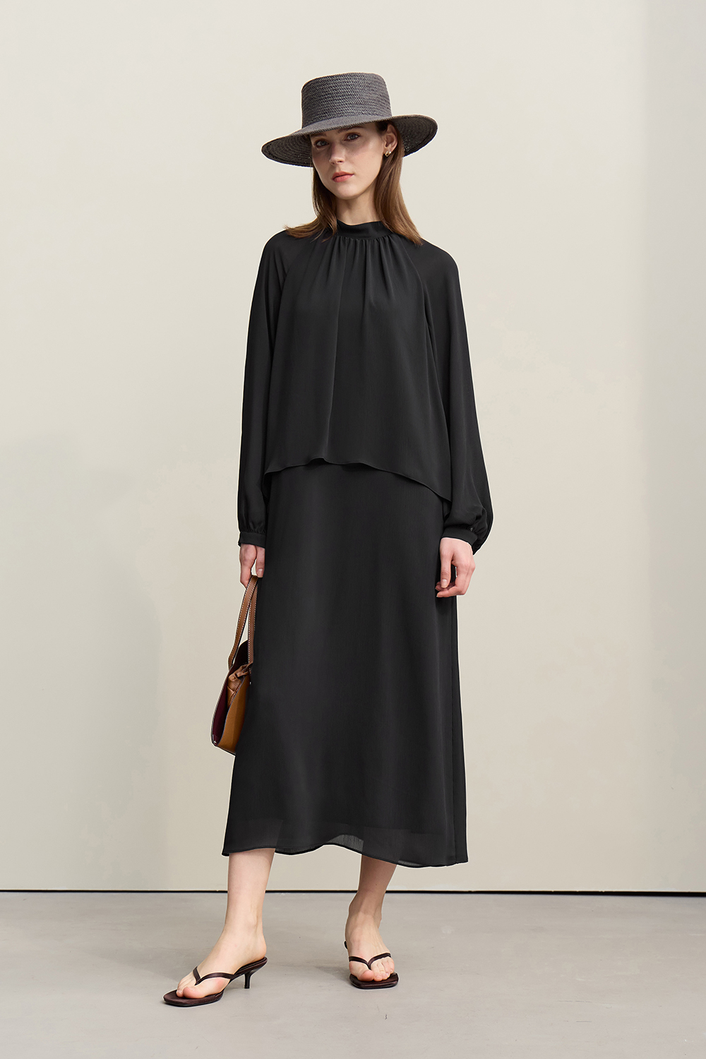 Chiffon Dress with Shunyu Crepe