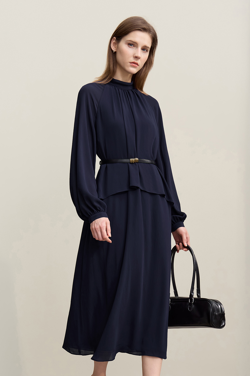 Chiffon Dress with Shunyu Crepe