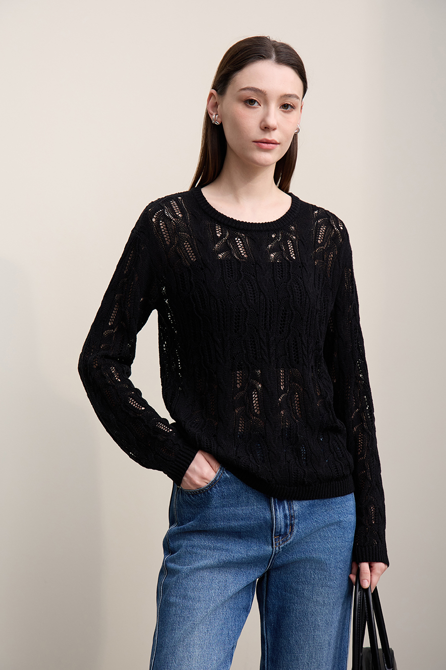 Hollow Floral Knitted Sweater