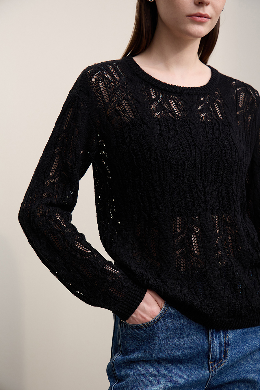 Hollow Floral Knitted Sweater