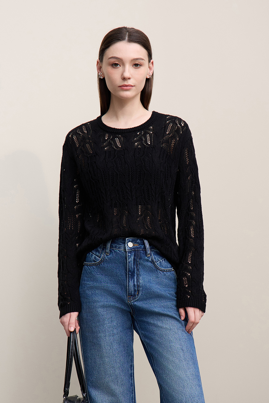 Hollow Floral Knitted Sweater