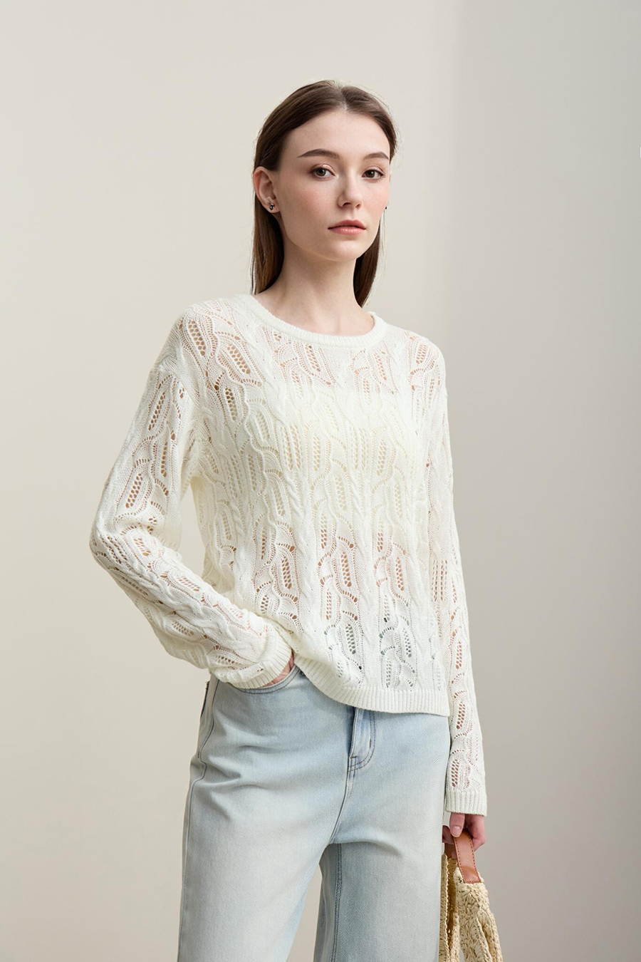 Hollow Floral Knitted Sweater