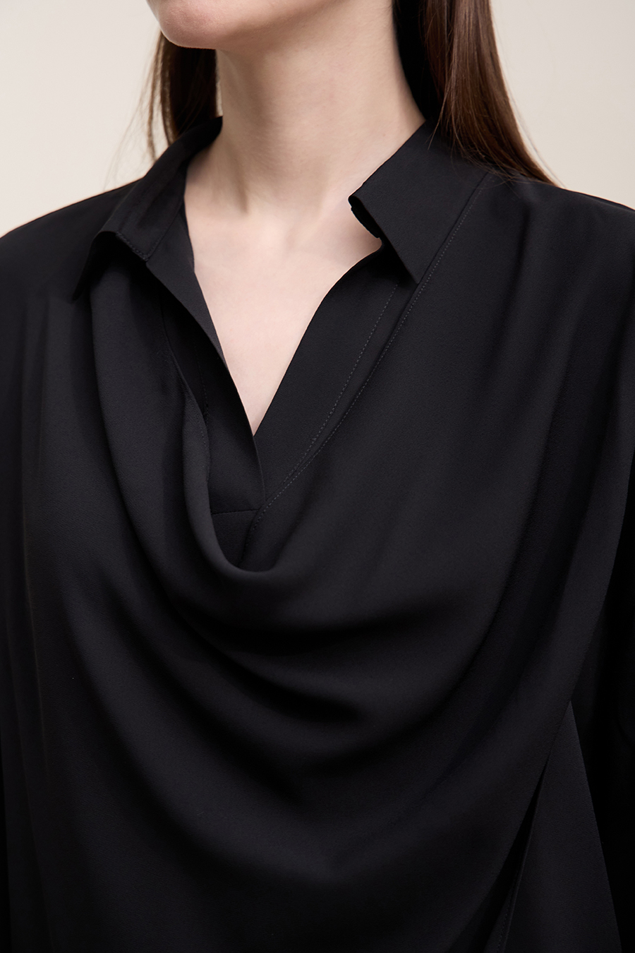 Lapel Lace Spliced Chiffon Blouse