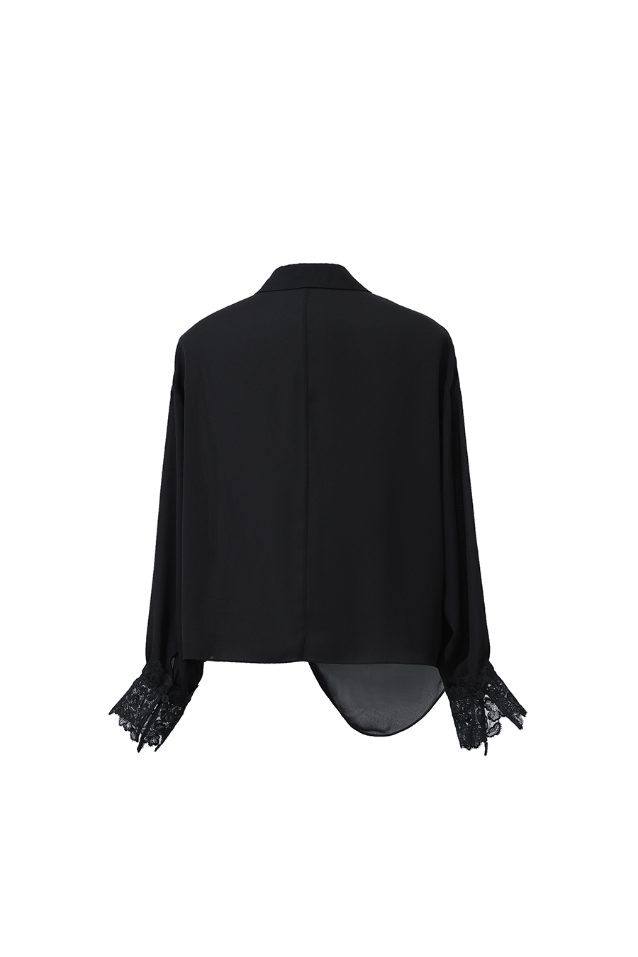 Lapel Lace Spliced Chiffon Blouse