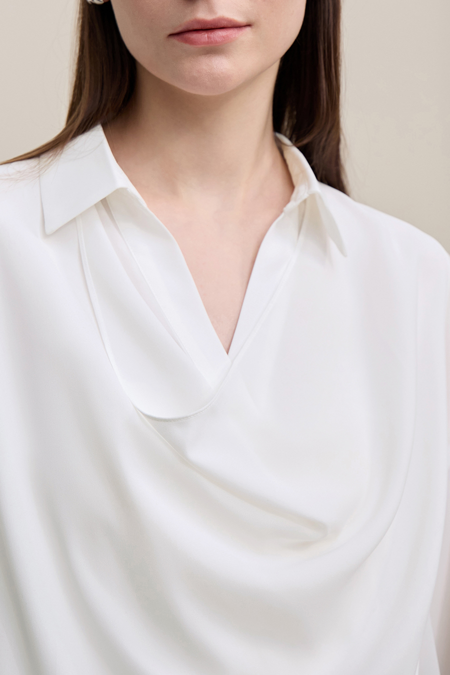 Lapel Lace Spliced Chiffon Blouse